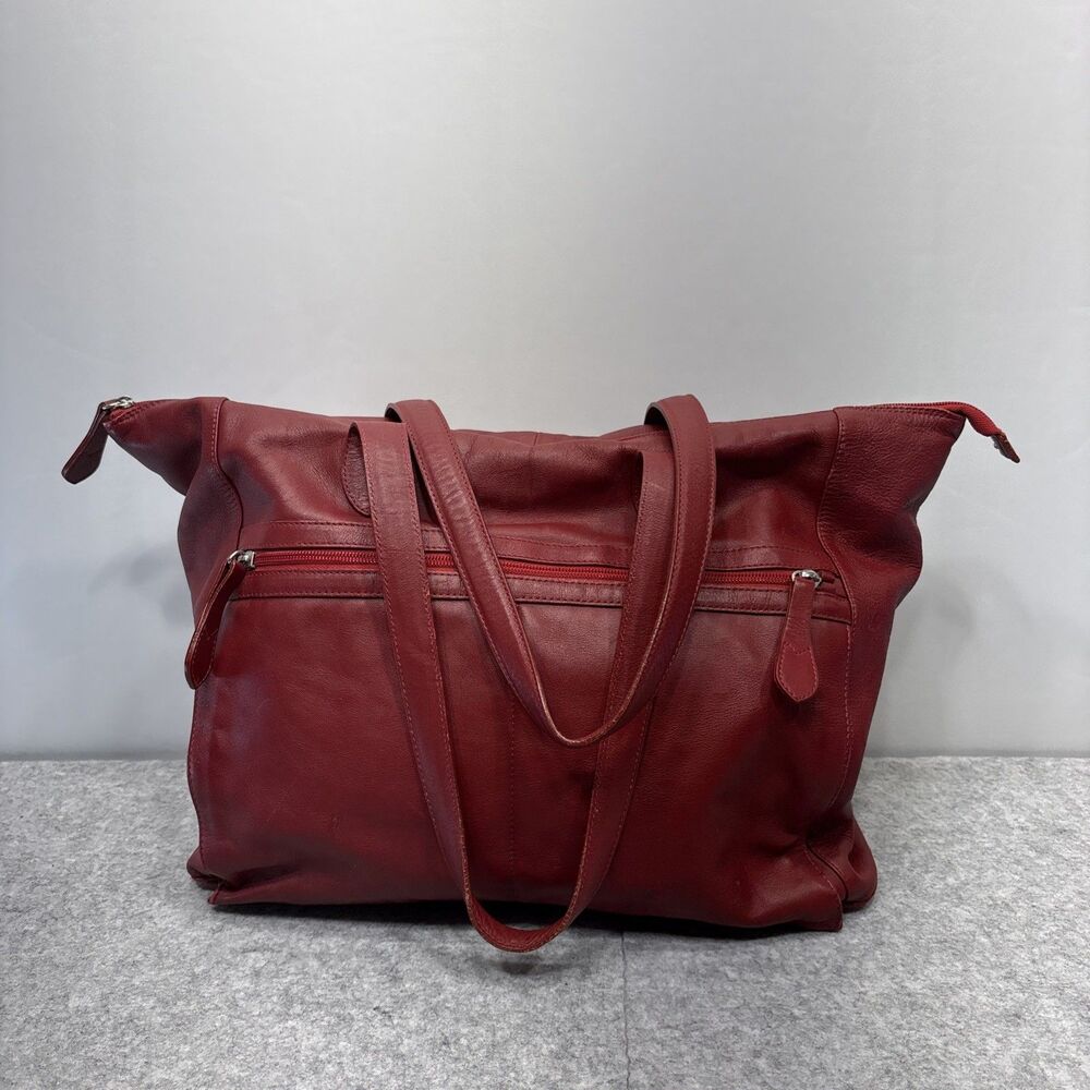 Cavalcanti Leather Tote Bag Red Shoulder Italian Laptop Vintage